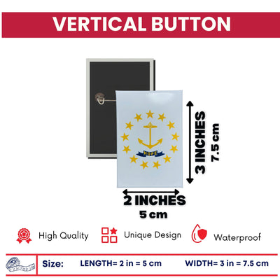 Vertical Button - State Flag Rhode Island - USA