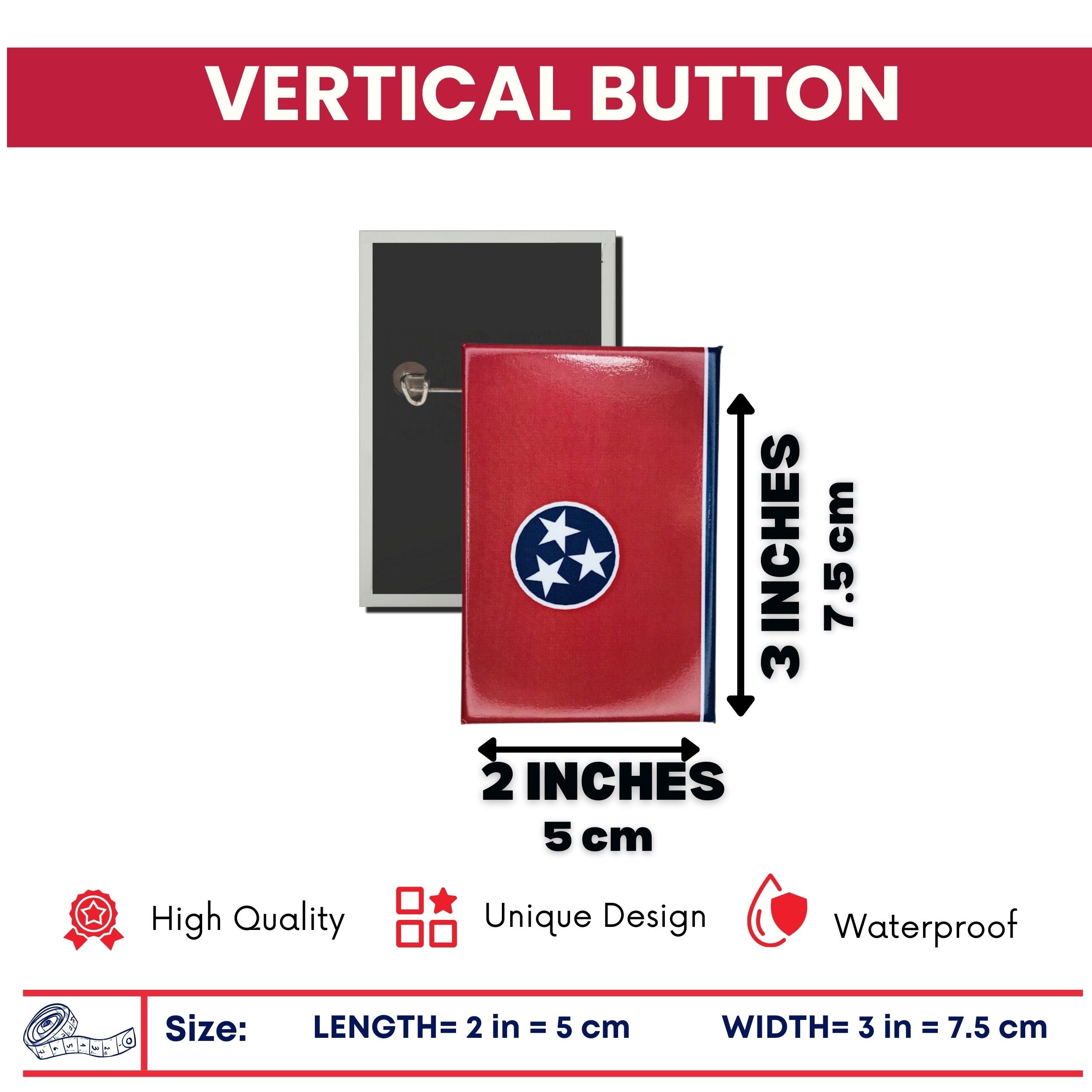 Vertical Button - State Flag Tennessee - USA