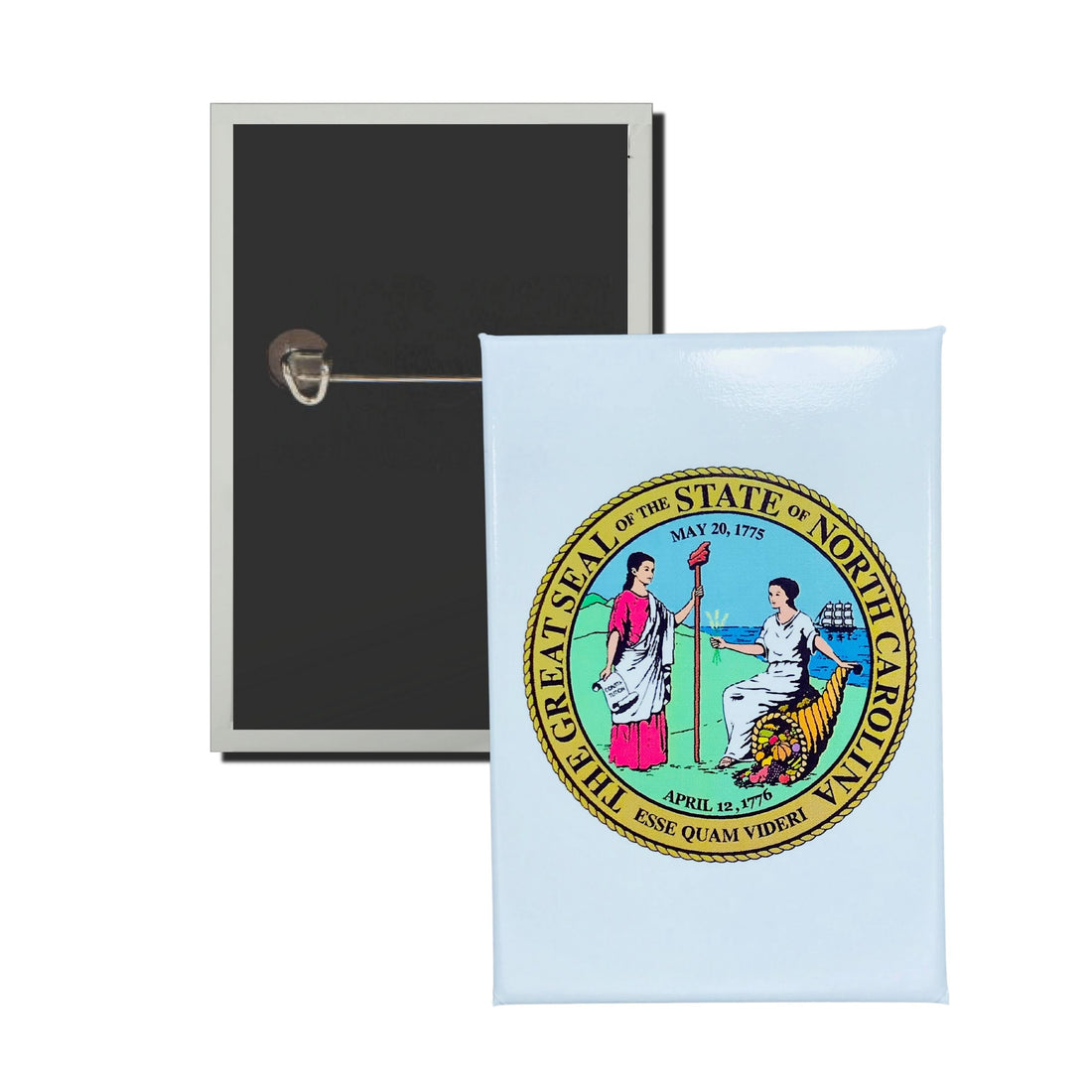 Vertical Button - State Seal North Carolina - USA