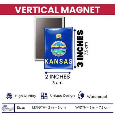 Vertical Magnet - State Flag Kansas - USA