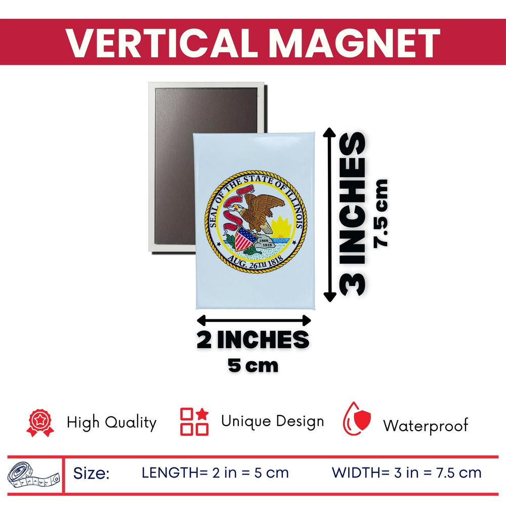 Vertical Magnet - State Seal Illinois - USA