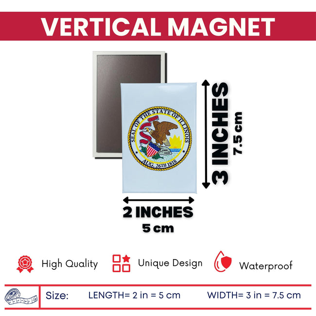 Vertical Magnet - State Seal Illinois - USA