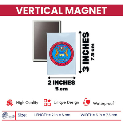Vertical Magnet - State Seal Michigan - USA
