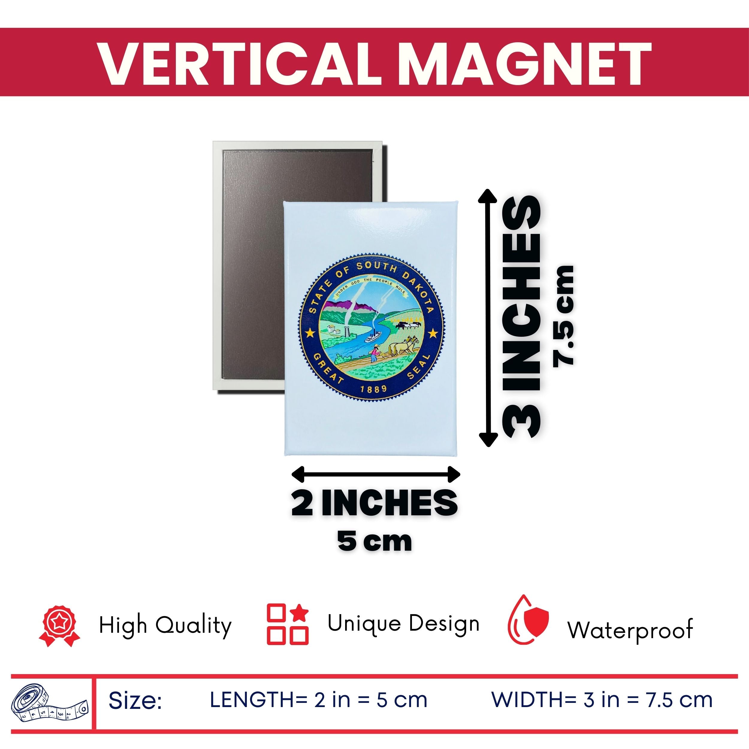 Vertical Magnet - State Seal South Dakota - USA