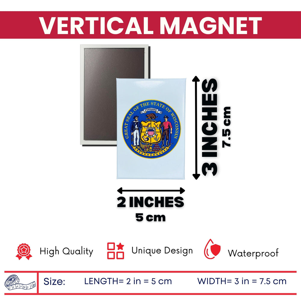 Vertical Magnet - State Seal Wisconsin - USA