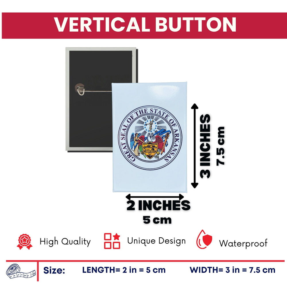 Vertical Button - State Seal Arkansas - USA