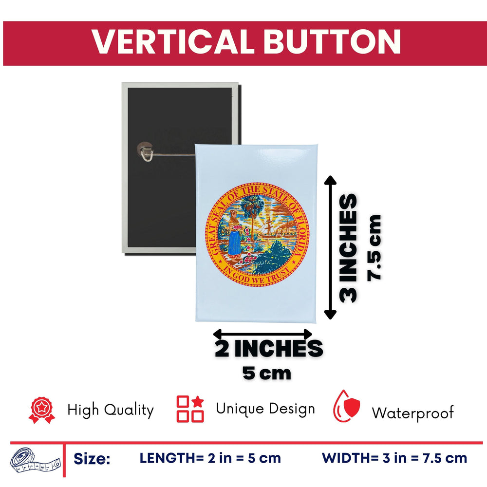 Vertical Button - State Seal Florida - USA