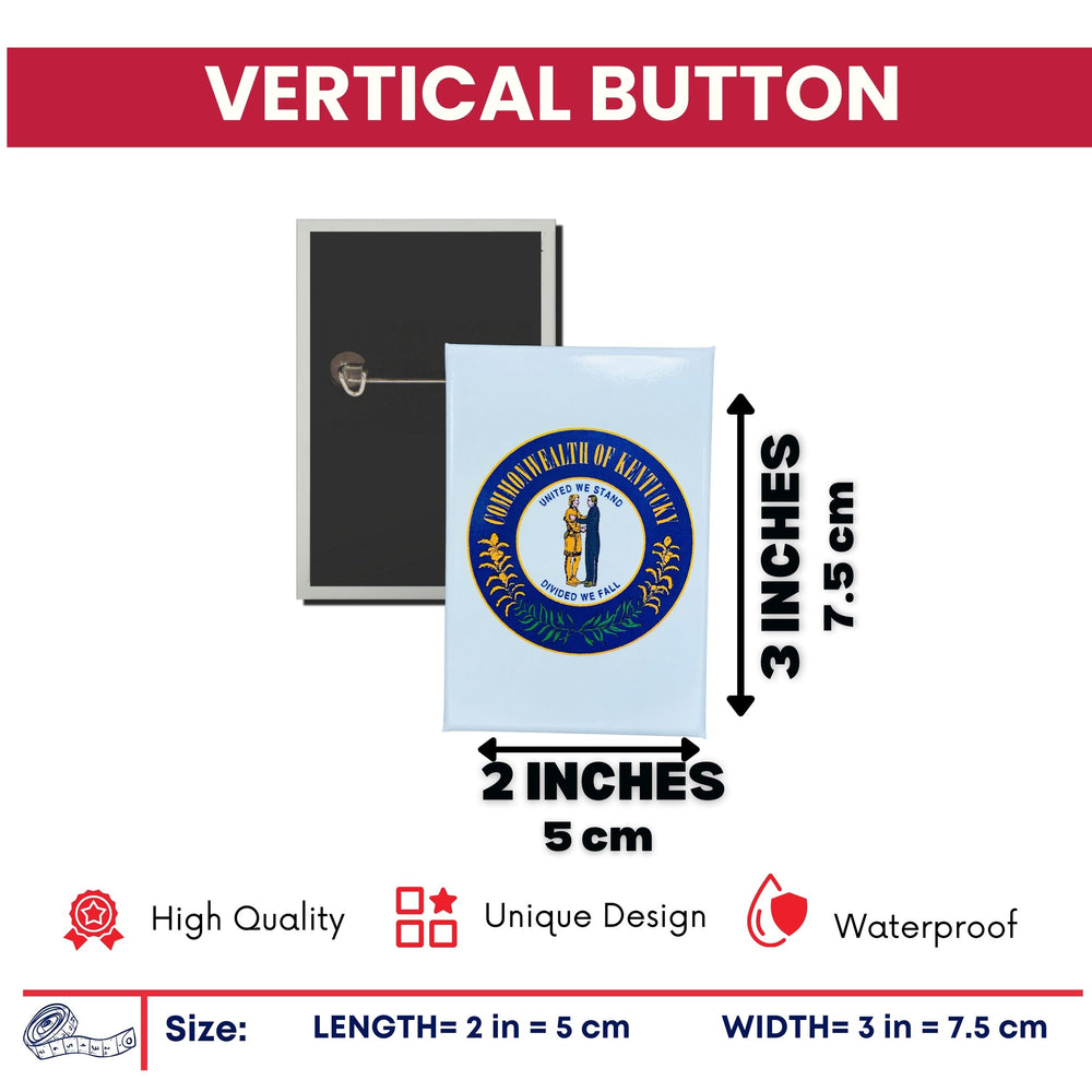 Vertical Button - State Seal Kentucky - USA