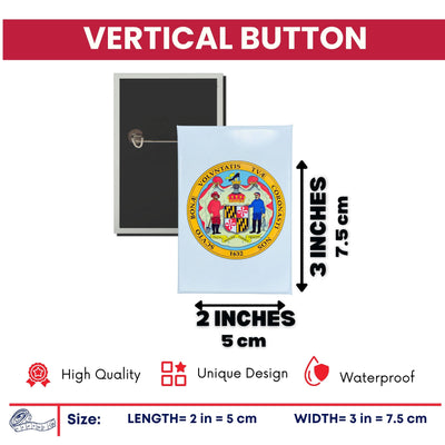 Vertical Button - State Seal Maine - USA