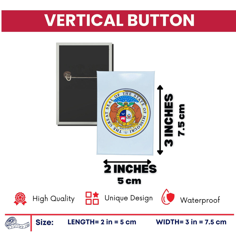 Vertical Button - State Seal Michigan - USA
