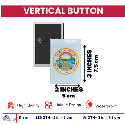 Vertical Button - State Seal Minnesota - USA