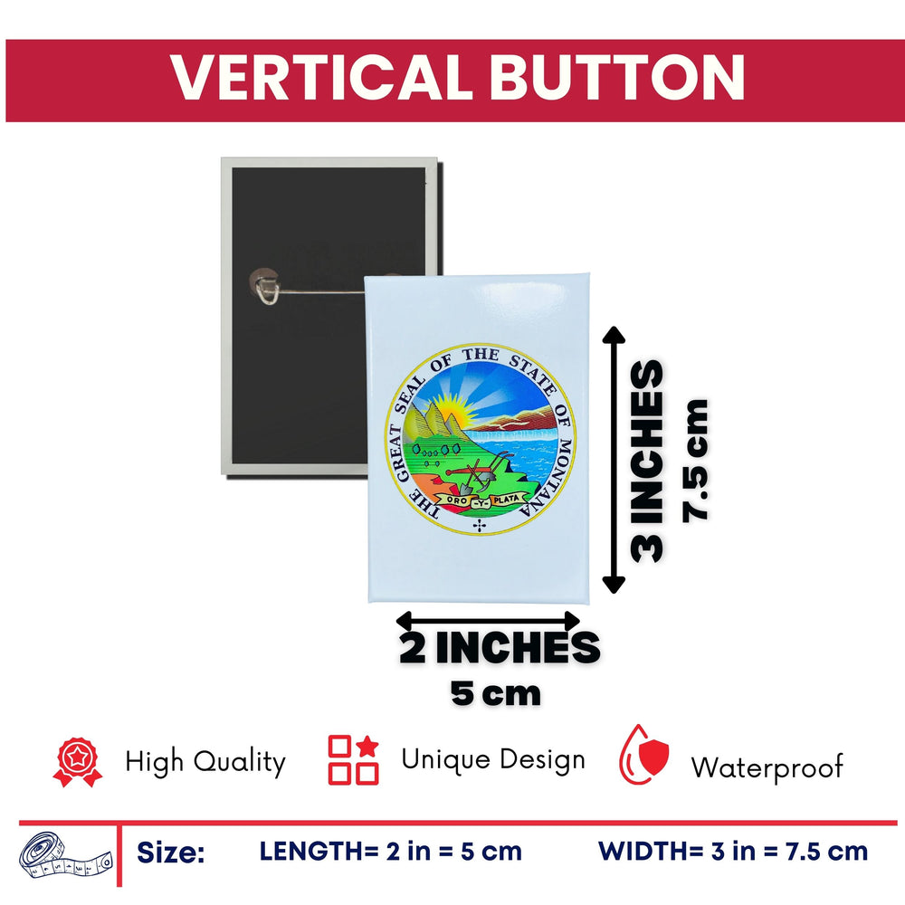 Vertical Button - State Seal Montana - USA