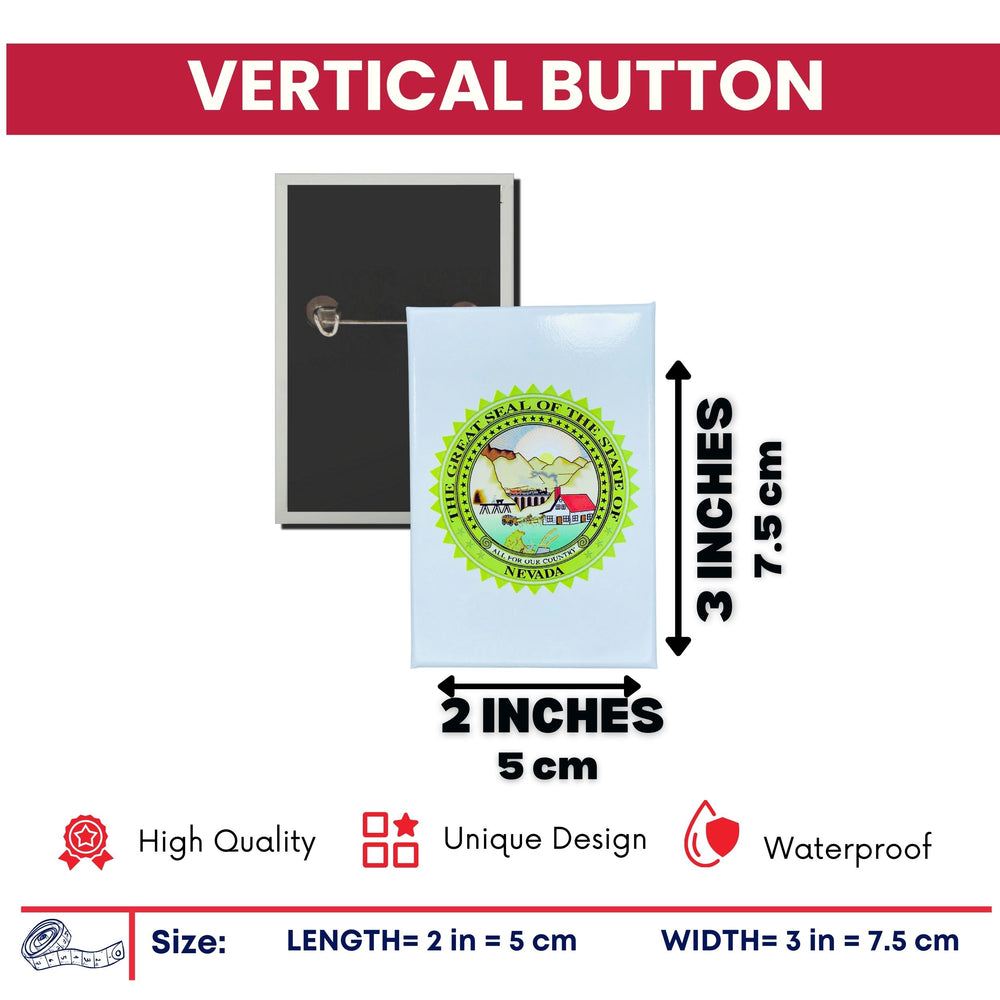 Vertical Button - State Seal Nevada - USA