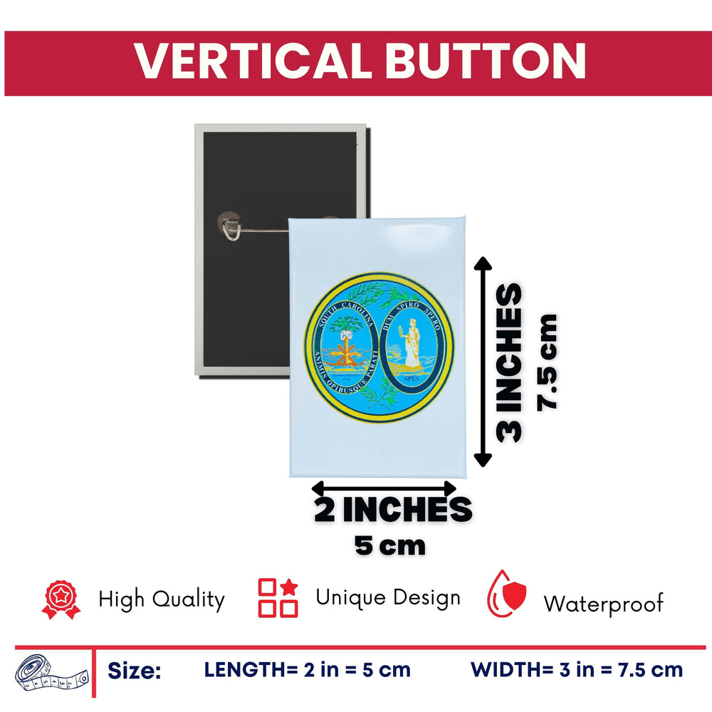 Vertical Button - State Seal South Carolina - USA
