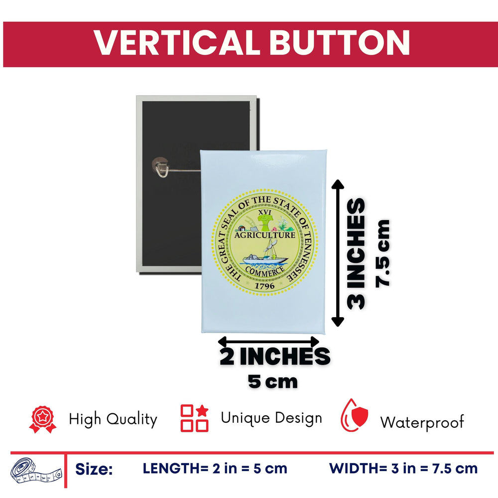 Vertical Button - State Seal Tennessee - USA