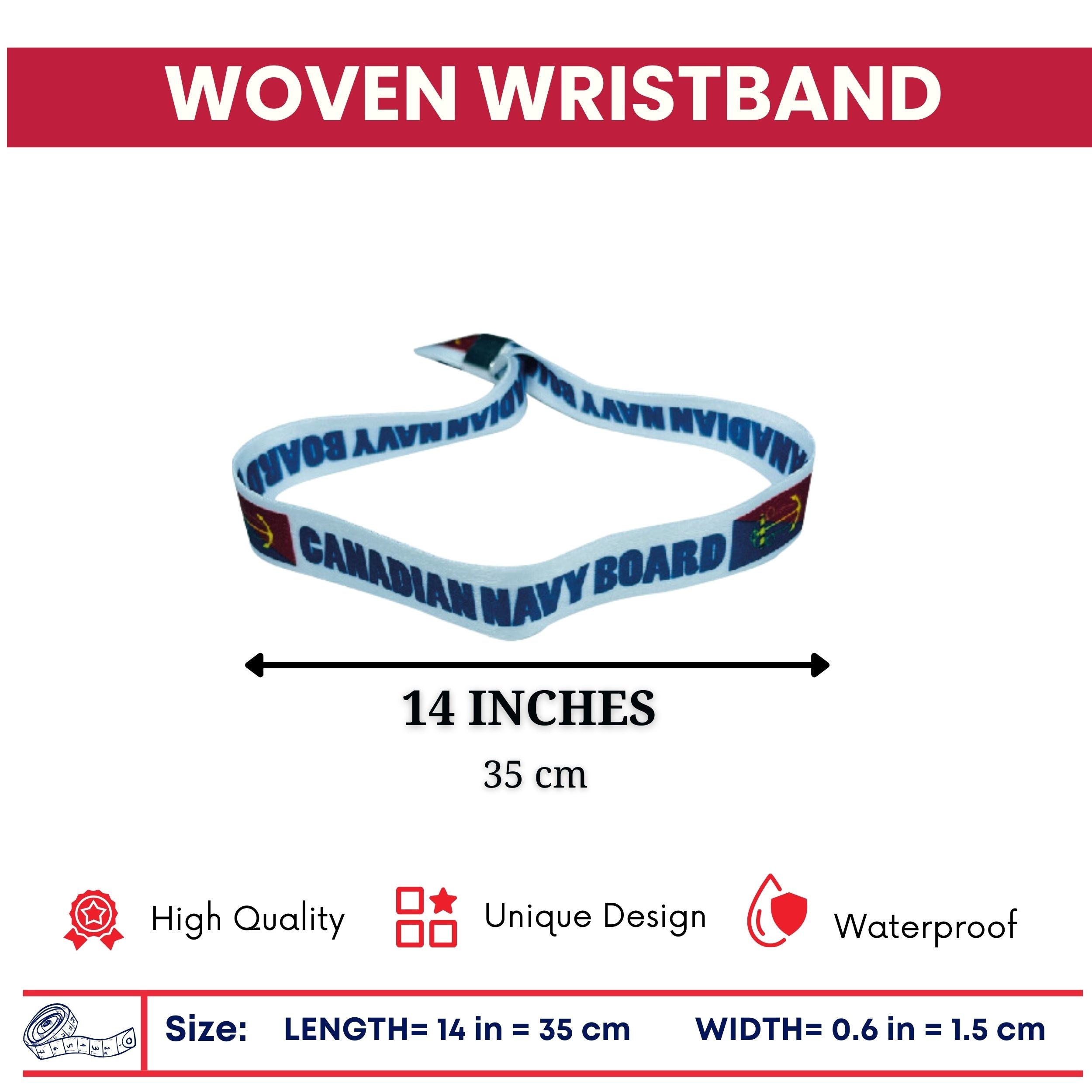 Woven Wristband – Flag Canadian Navy Board – Canadá – P1459