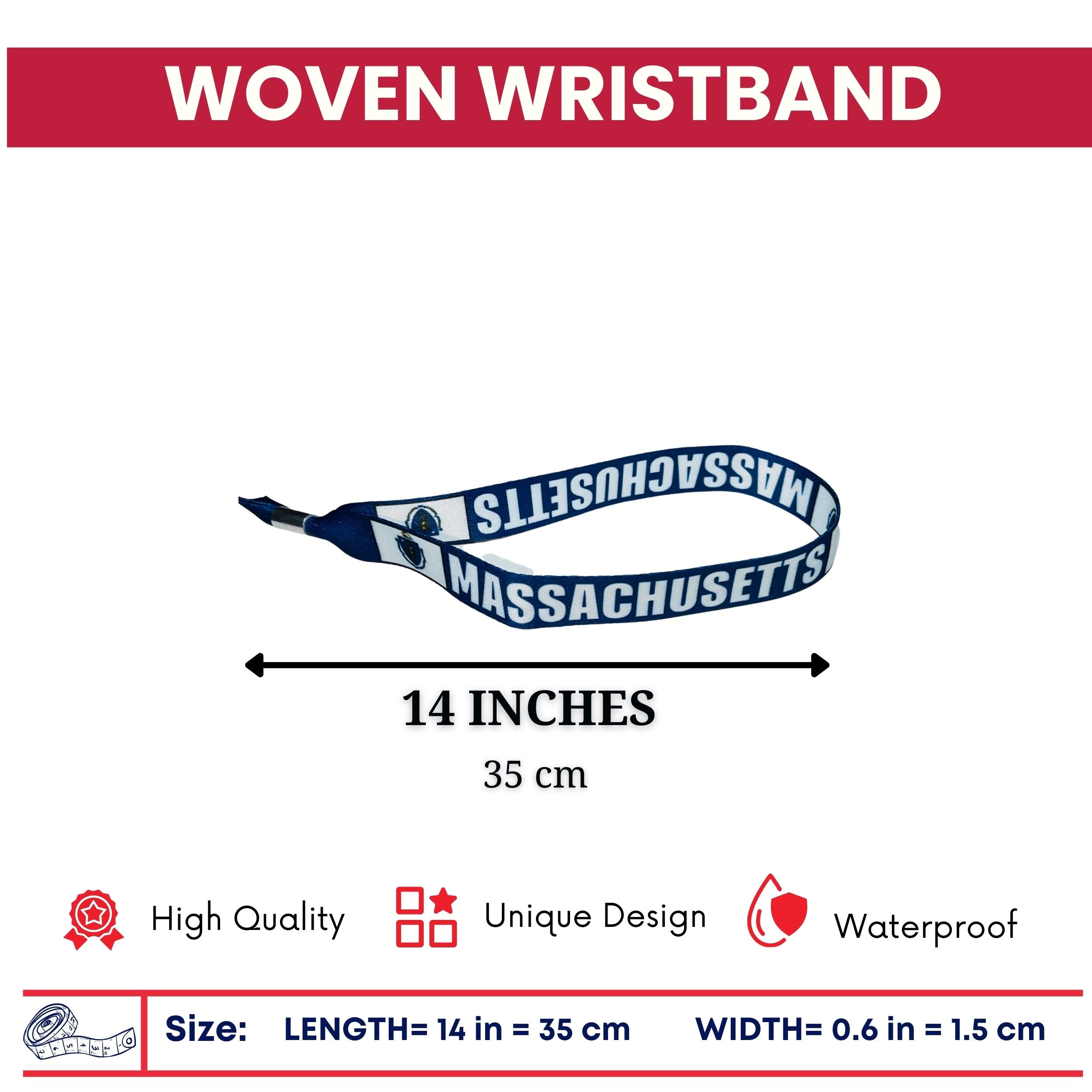 Woven Wristband - State Flag Massachusetts – USA – P1918