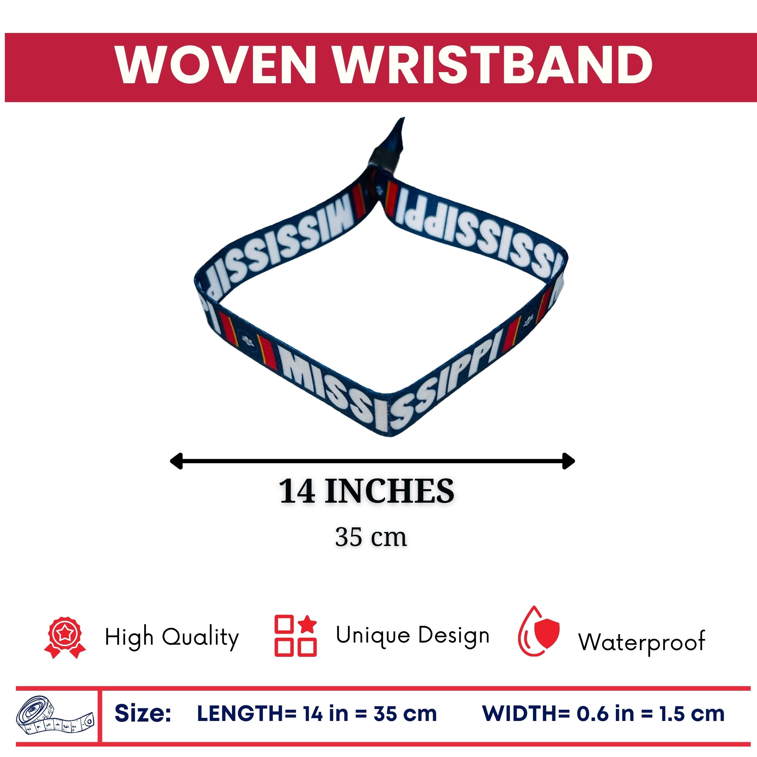 Woven Wristband – State Flag Mississippi – USA – P1984