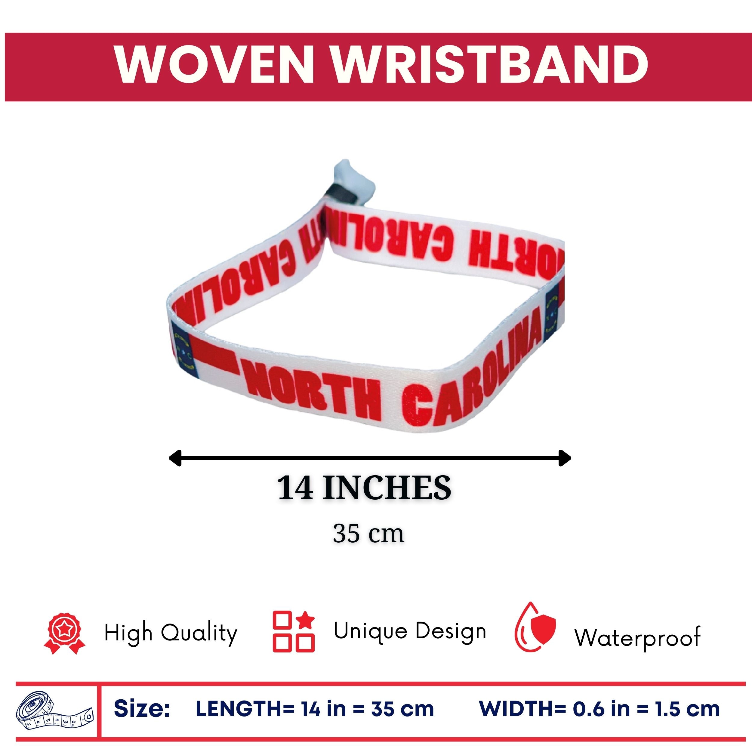 Woven Wristband – State Flag North Carolina – USA – P1967