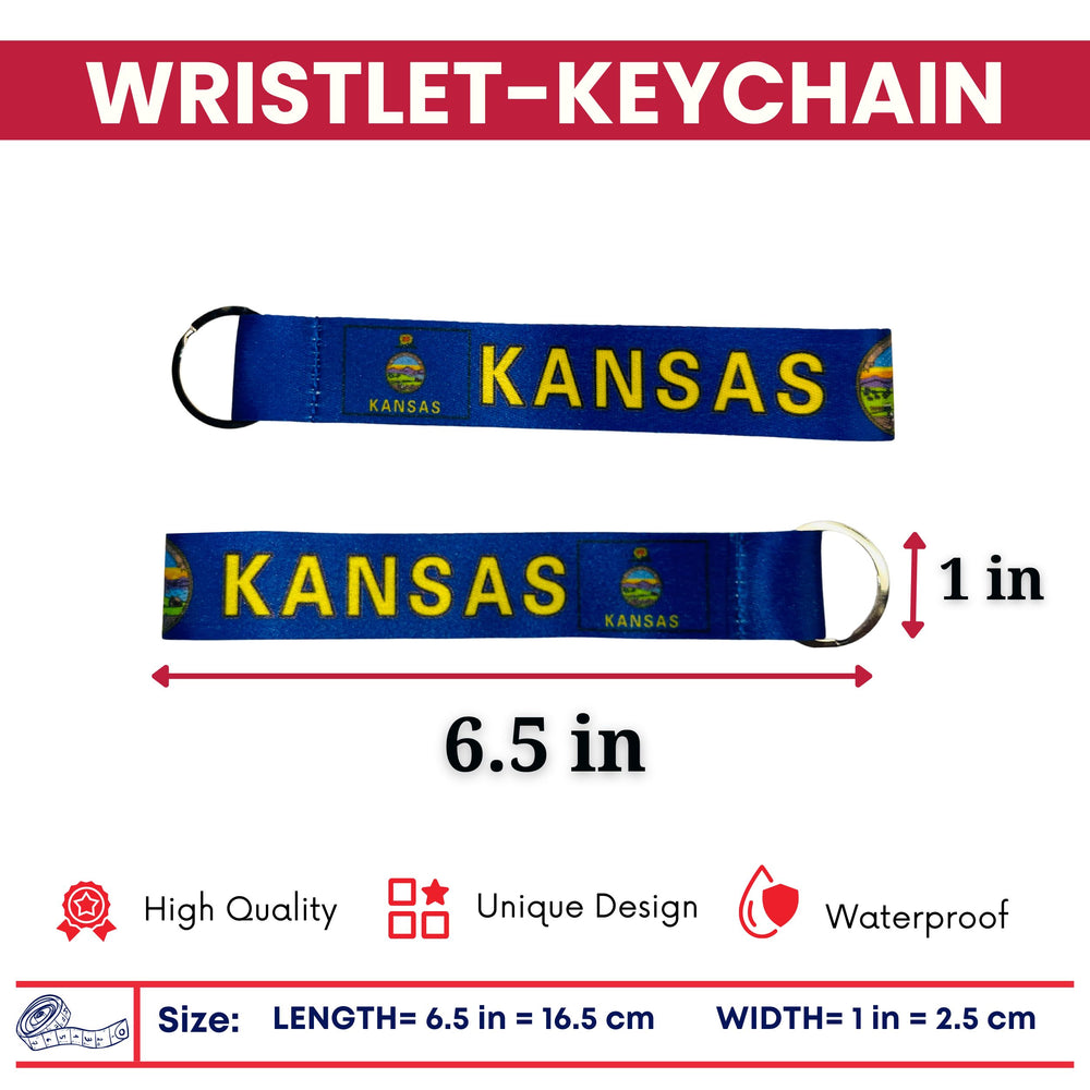 Wristlet Keychain - State Flag Kansas - USA - K075