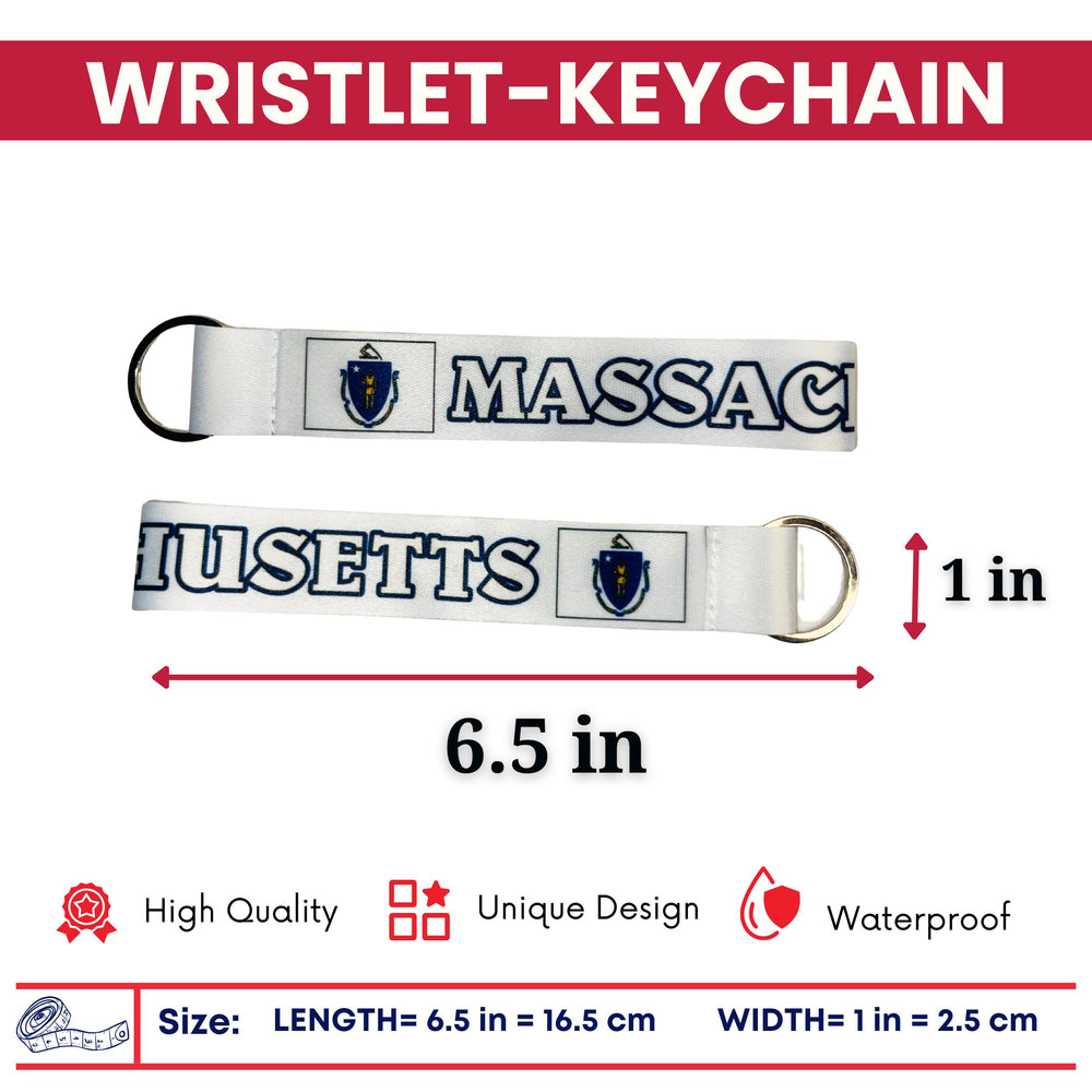 Wristlet Keychain - State Flag Massachusetts - USA - K091