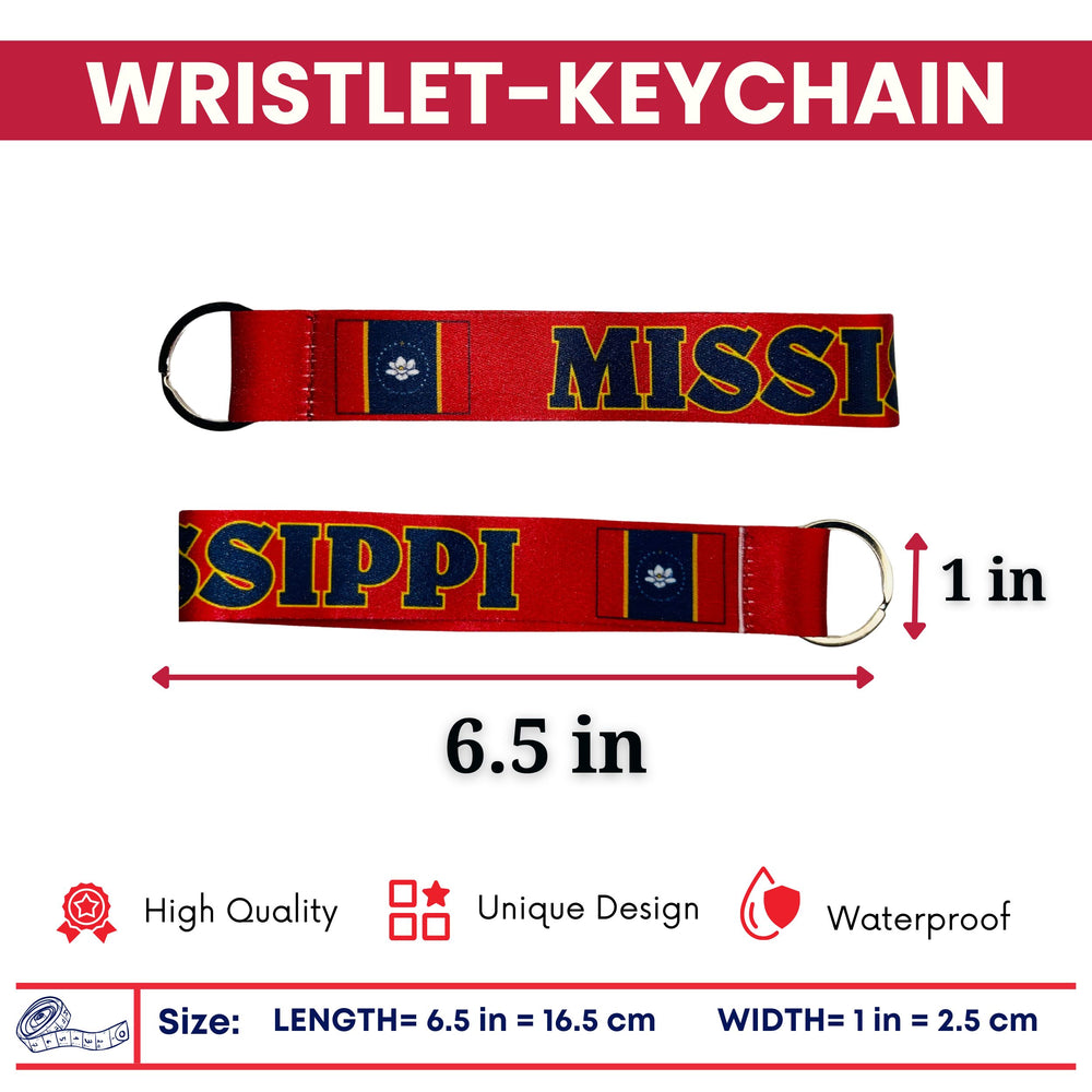 Wristlet Keychain - State Flag Mississippi - USA - K080