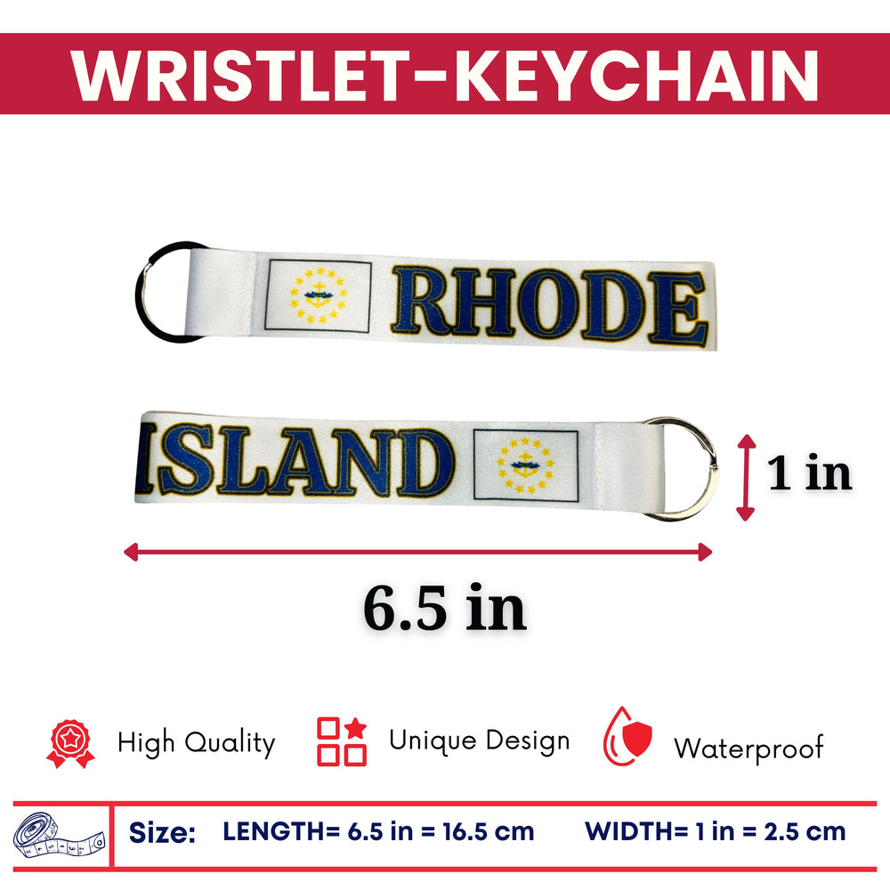 Wristlet Keychain - State Flag Rhode Island - USA - K093