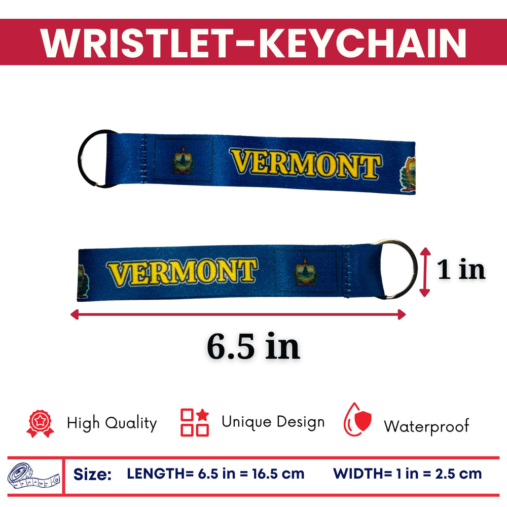Wristlet Keychain - State Flag Vermont - USA - K099