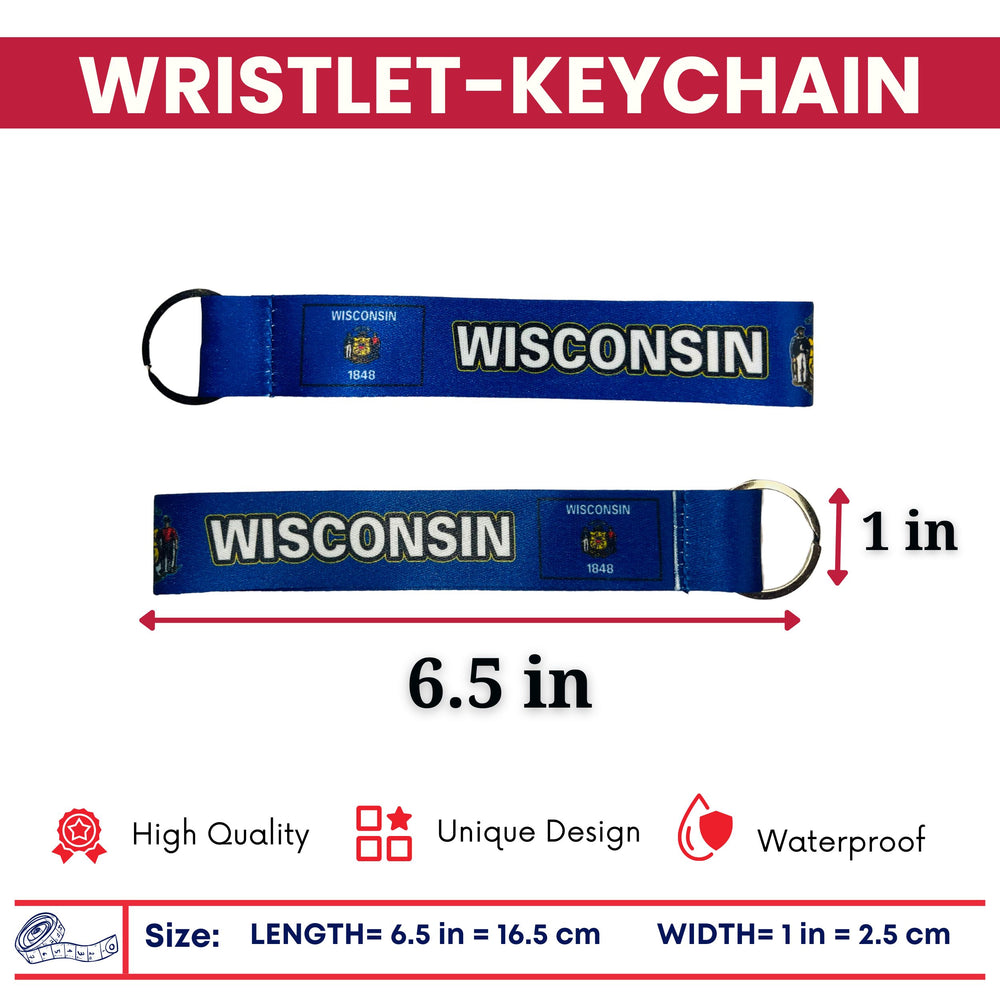 Wristlet Keychain - State Flag Wisconsin - USA - K103