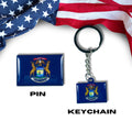 Michigan flag, Enamel pin, Flag Keychain, Adorable Collections State Flags, United States Flags, Keychains, Cute pins, Limited Edition - WORLDWIDE SOUVENIRS	