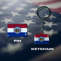 Missouri flag, Enamel pin, Flag Keychain, Adorable Collections State Flags, United States Flags, Keychains, Cute pins, Limited Edition - WORLDWIDE SOUVENIRS	