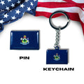 Maine flag, Enamel pin, Flag Keychain, Adorable Collections State Flags, United States Emblem Flags, Keychains, Cute pins, Limited Edition - WORLDWIDE SOUVENIRS	