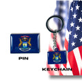 Michigan flag, Enamel pin, Flag Keychain, Adorable Collections State Flags, United States Flags, Keychains, Cute pins, Limited Edition - WORLDWIDE SOUVENIRS	