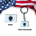 Massachusetts flag, Enamel pin, Flag Keychain, Adorable Collections State Flags, United States Flags, Keychains, Cute pins, Limited Edition - WORLDWIDE SOUVENIRS	