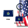 Maine flag, Enamel pin, Flag Keychain, Adorable Collections State Flags, United States Emblem Flags, Keychains, Cute pins, Limited Edition - WORLDWIDE SOUVENIRS	