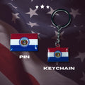 Missouri flag, Enamel pin, Flag Keychain, Adorable Collections State Flags, United States Flags, Keychains, Cute pins, Limited Edition - WORLDWIDE SOUVENIRS	