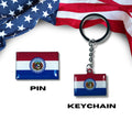 Missouri flag, Enamel pin, Flag Keychain, Adorable Collections State Flags, United States Flags, Keychains, Cute pins, Limited Edition - WORLDWIDE SOUVENIRS	