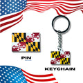 Maryland flag, Enamel pin, Flag Keychain, Adorable Collections State Flag, United States Emblem Flags, Keychains, Cute pins, Limited Edition - WORLDWIDE SOUVENIRS	